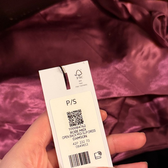 Dynamite Plum Satin Midi Dress - Picture 6 of 6